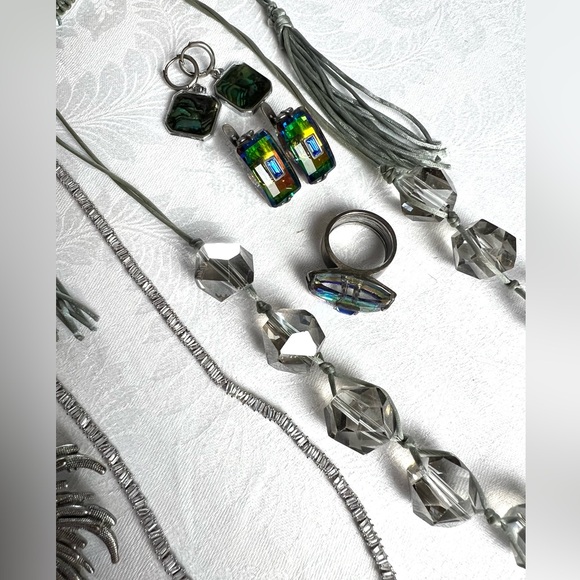 Silver Tone Jewelry Lot — Necklaces, Bracelets, Earrings, Brooches Set - Picture 2 of 16